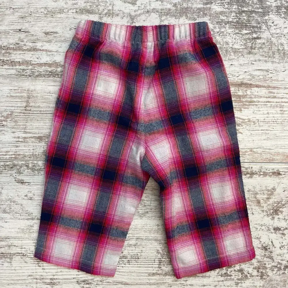 Baby Gap 12-18m Pink Plaid Cozy Pajama Peter Pan Collar Set Wash/wear Piling